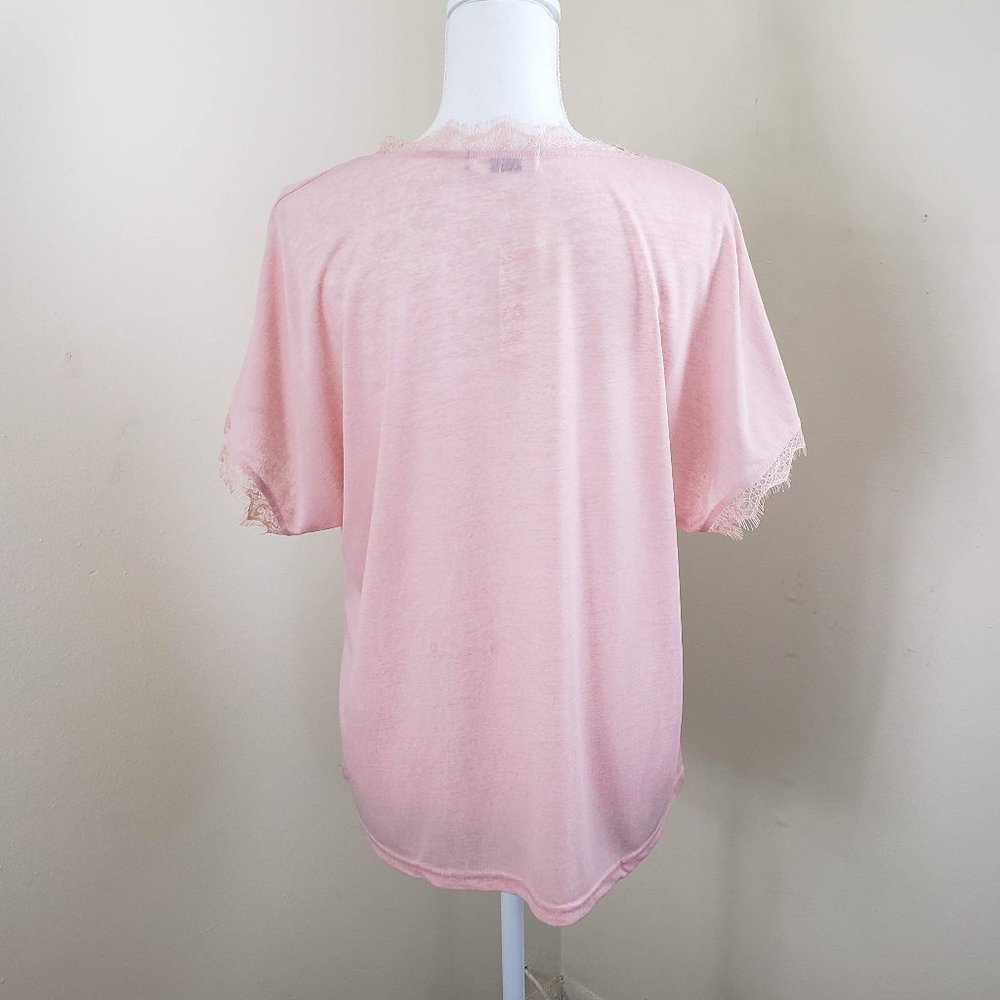 Belinda Eyelash Lace Trim Short Sleeve Top Large - Picture 6 of 9